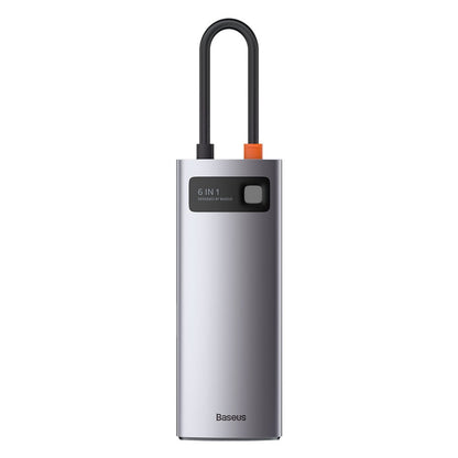 Hub USB-C Baseus Metal Gleam, 3 x USB-A 3.0 - 1 x USB-C - 1 x HDMI - 1 x RJ45, Siva CAHUB-CW0G