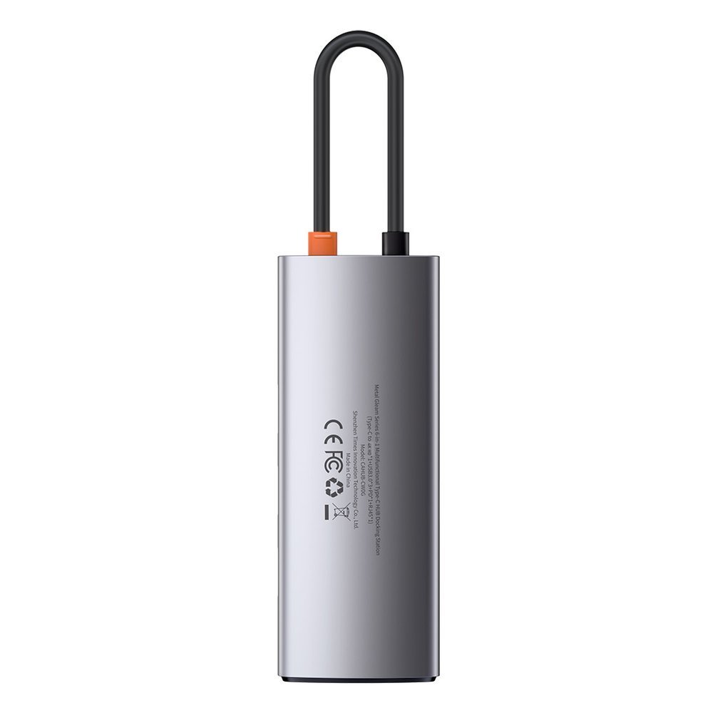 Hub USB-C Baseus Metal Gleam, 3 x USB-A 3.0 - 1 x USB-C - 1 x HDMI - 1 x RJ45, Siva CAHUB-CW0G