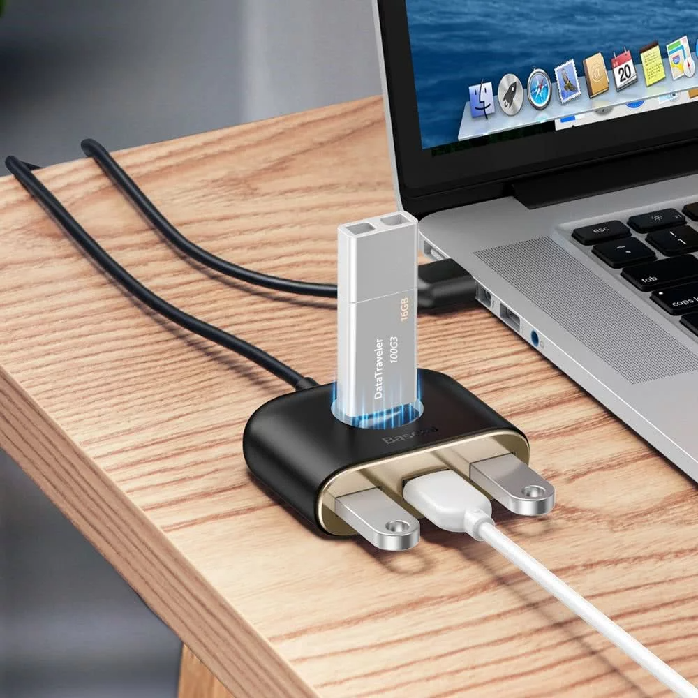 Hub USB Baseus Square, 1 x USB-A 3.0 - 3 x USB-A, Crni CAHUB-AY01