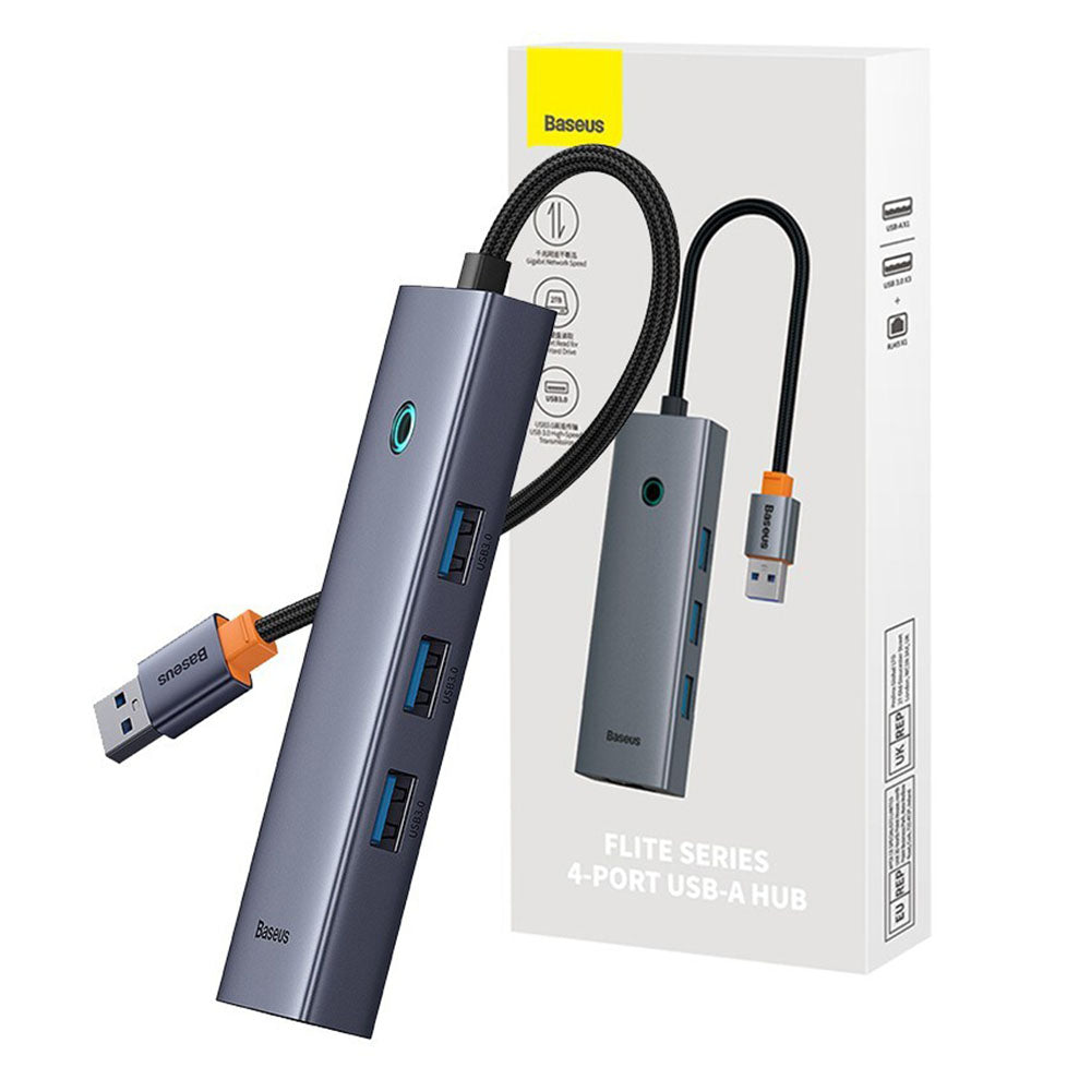 Hub USB Baseus UltraJoy, 3 x USB-A 3.0 - 1 x RJ45, Sivi B0005280A813-01