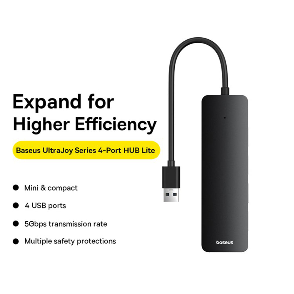 USB Hub Baseus UltraJoy, 4 x USB-A 3.0, 0.15m, Crni B0005280B111-00