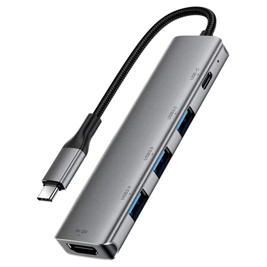 Hub USB-C Acefast J16, 5u1, Sivi