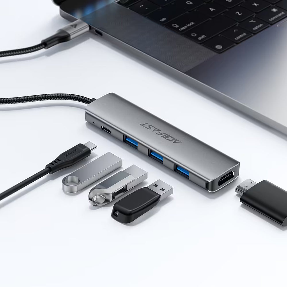 Hub USB-C Acefast J16, 5u1, Sivi