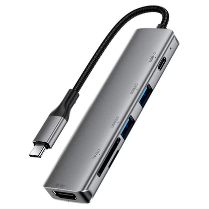 Hub USB-C Acefast J18, 6u1, Sivi