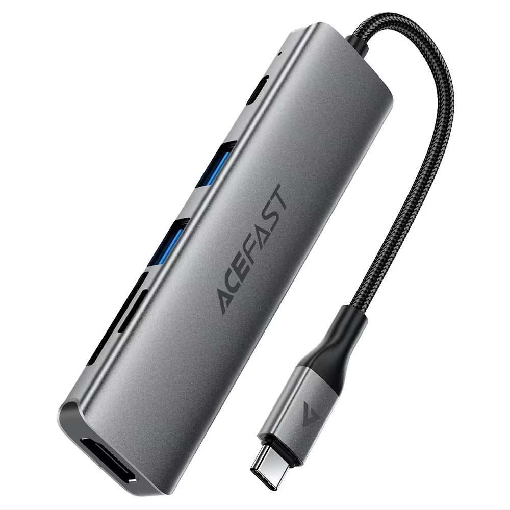 Hub USB-C Acefast J18, 6u1, Sivi