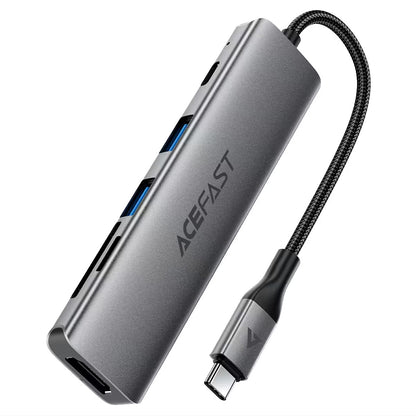 Hub USB-C Acefast J18, 6u1, Sivi