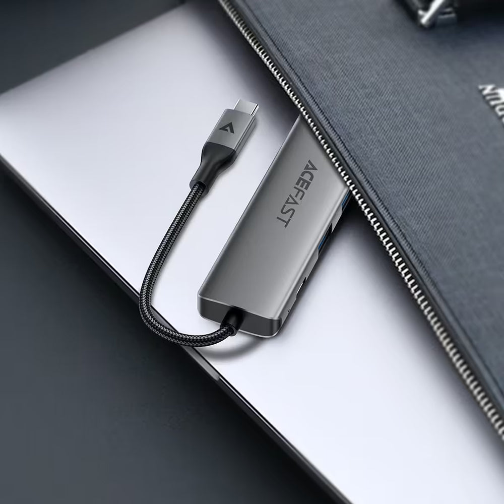 Hub USB-C Acefast J18, 6u1, Sivi