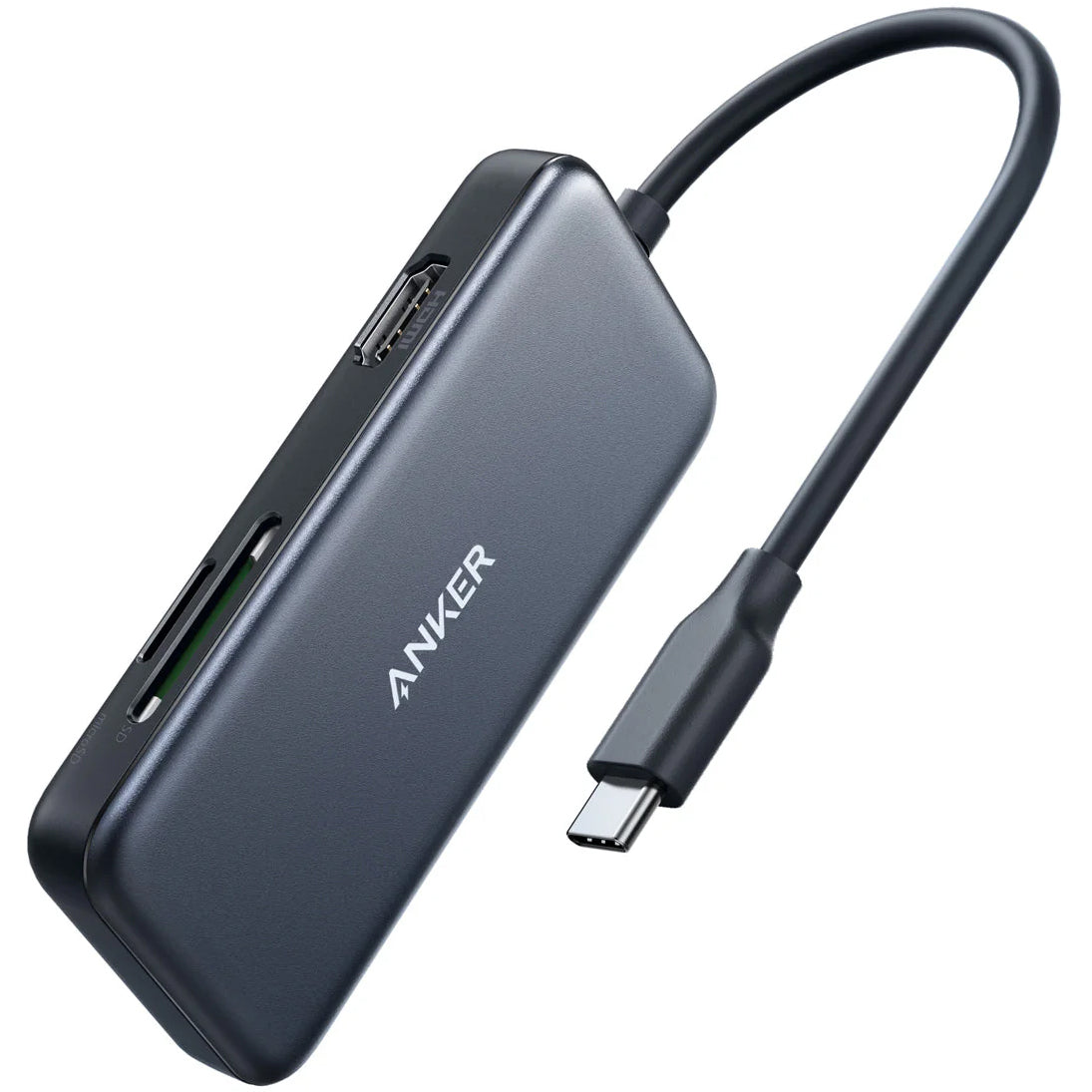 Hub USB-C Anker, 2 x USB-A 3.0 - 1 x HDMI - 1 x SD - 1 x microSD, Crni A8334HA1