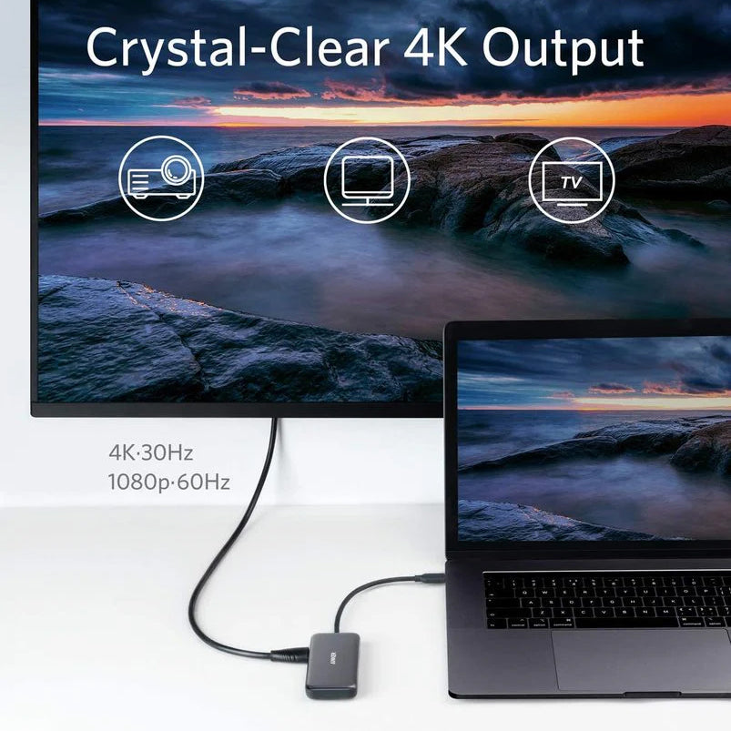 Hub USB-C Anker, 2 x USB-A 3.0 - 1 x HDMI - 1 x SD - 1 x microSD, Crni A8334HA1