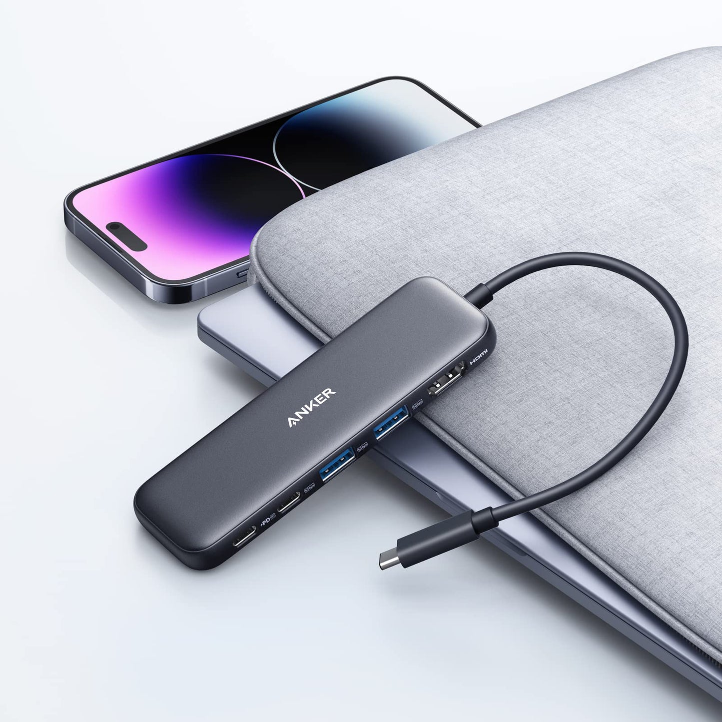 Hub USB-C Anker 332, 2 x USB-A - 2 x USB-C - 1 x HDMI, Sivi A8355H11