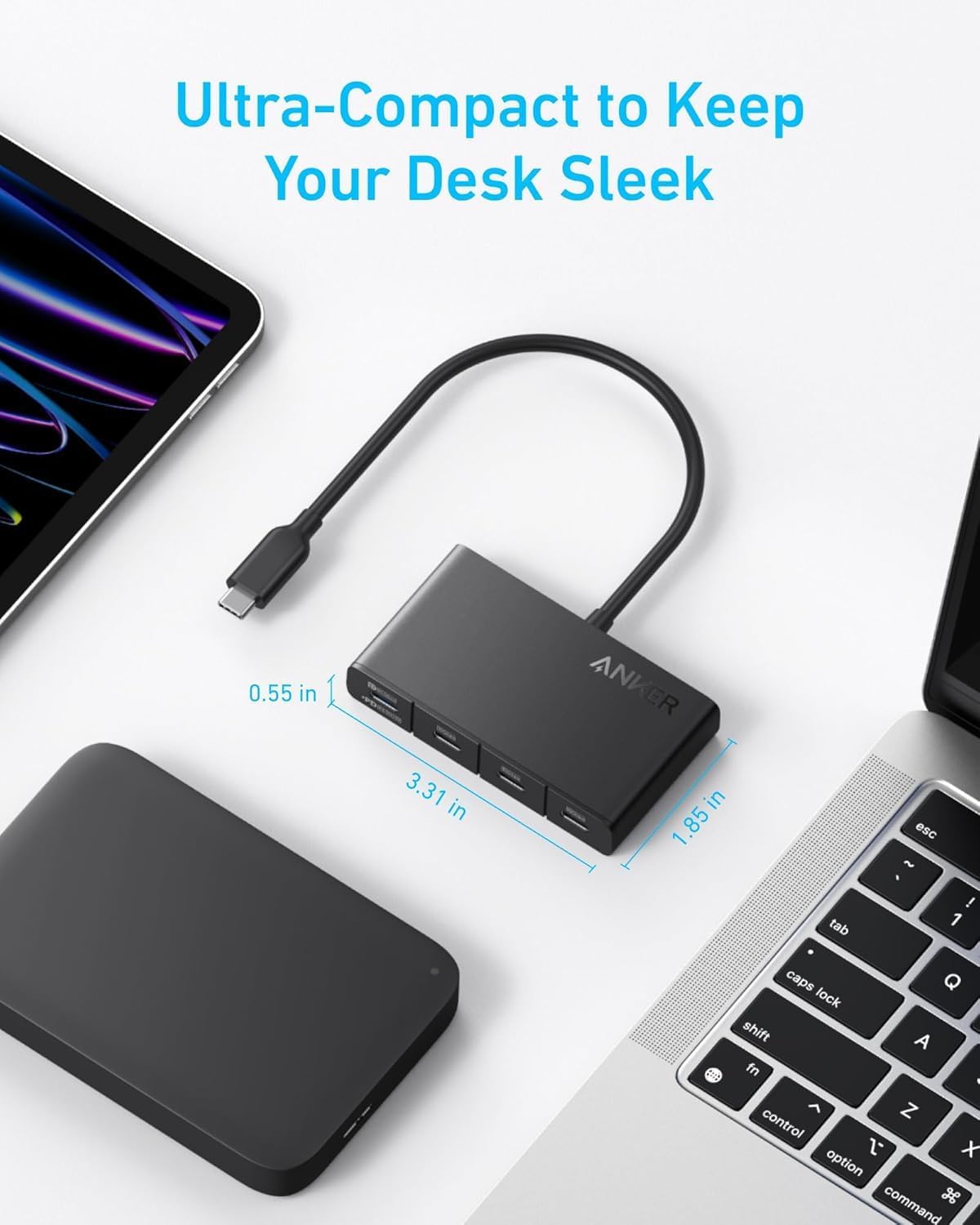 USB-C Hub Anker, 4 x USB-C, Crni A8340GA1