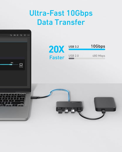 USB-C Hub Anker, 4 x USB-C, Crni A8340GA1
