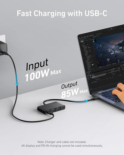 USB-C Hub Anker, 4 x USB-C, Crni A8340GA1