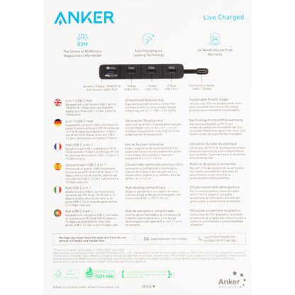 USB-C Hub Anker, 4 x USB-C, Crni A8340GA1