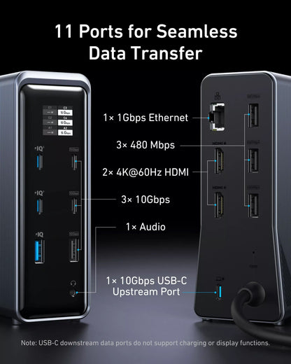 Hub Multifunkcionalni Anker Prime 737, 2 x USB-A 3.0 - 3 x USB-A - 5 x USB-C - 2 x HDMI - 1 x Jack 3.5mm - 1 x RJ45, Crni A83B63A1