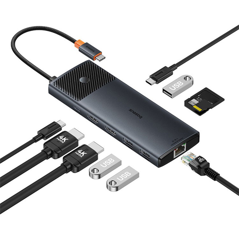 Hub USB-C Baseus Gleam II, 10in1, Crni B0114200