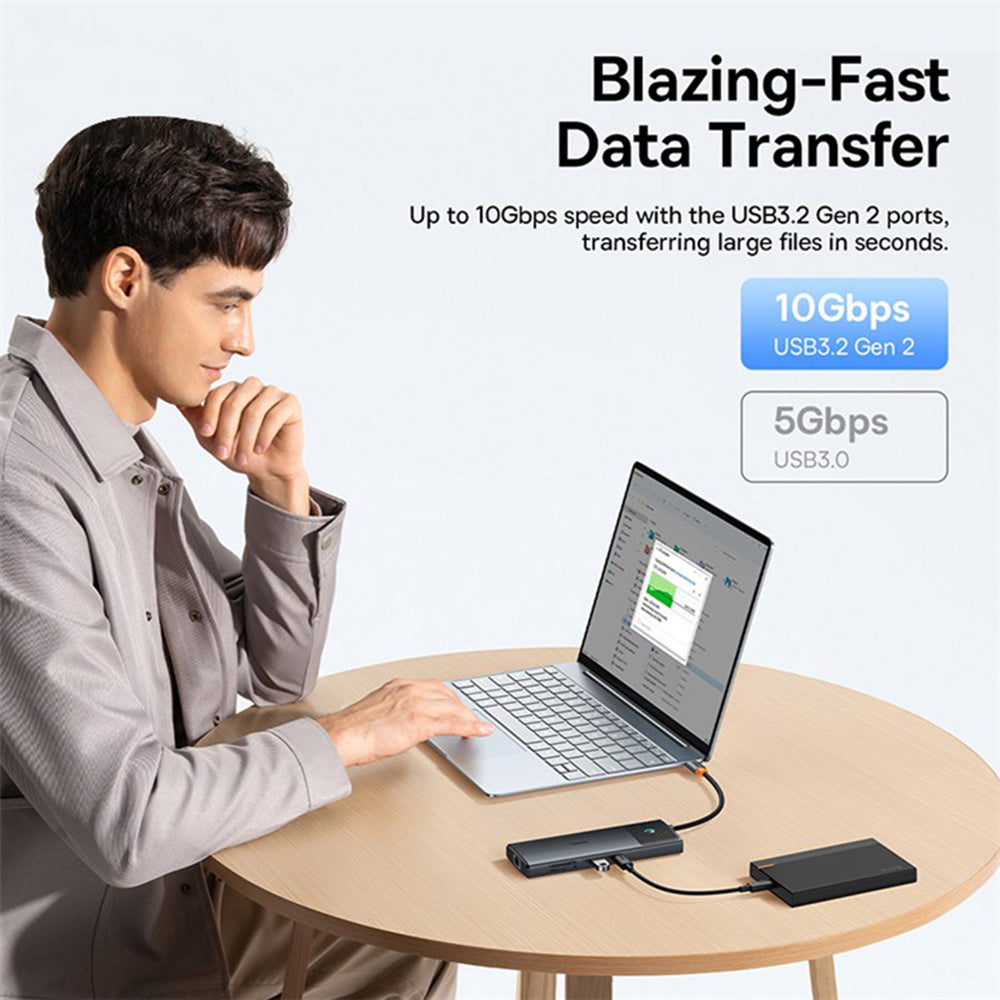 Hub USB-C Baseus Gleam II, 10in1, Crni B0114200