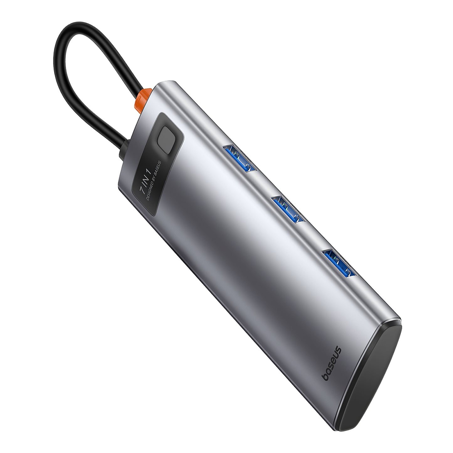 USB-C Hub Baseus Joystar, 3 x USB-A 3.0 - 1 x USB-C - 1 x HDMI - 1 x SD - 1 x microSD, Srebrni B00030708811-00
