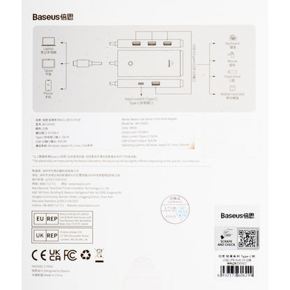 USB-C Hub Baseus Lite, 4 x USB-A 3.2, 2m, Beli
