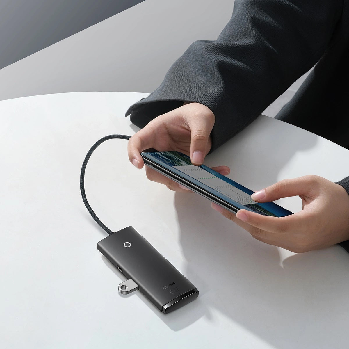 Baseus Lite USB-C Hub, 4 x USB-A 3.0 - 1 x USB-C, 0.25m, Black WKQXX030301 
