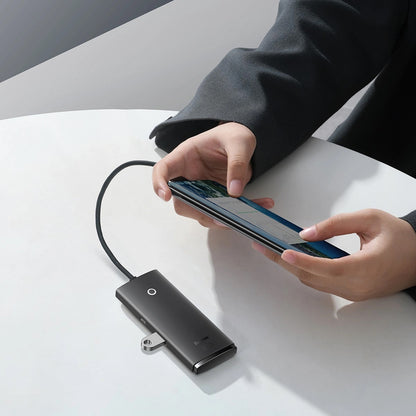 Baseus Lite USB-C Hub, 4 x USB-A 3.0 - 1 x USB-C, 0.25m, Black WKQXX030301 