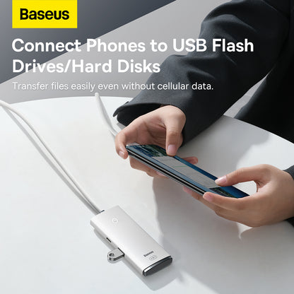 USB-C Hub Baseus Lite, 4 x USB-A 3.2, 2m, Beli