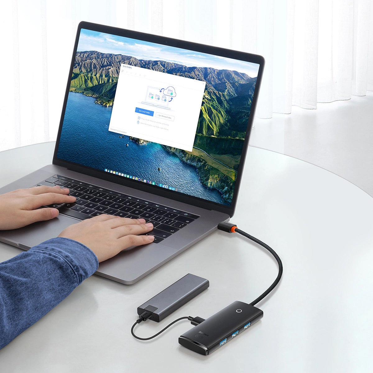 Baseus Lite USB-C Hub, 4 x USB-A 3.0 - 1 x USB-C, 0.25m, Black WKQXX030301 