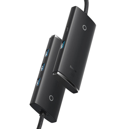 Baseus Lite USB-C Hub, 4 x USB-A 3.0 - 1 x USB-C, 0.25m, Black WKQXX030301 