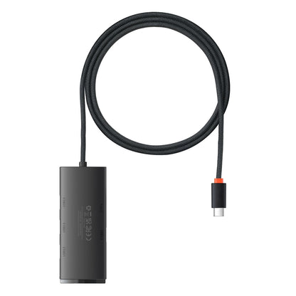 USB-C Hub Baseus Lite, 4 x USB-A 3.0 - 1 x USB-C, 1m, Crni WKQX030401