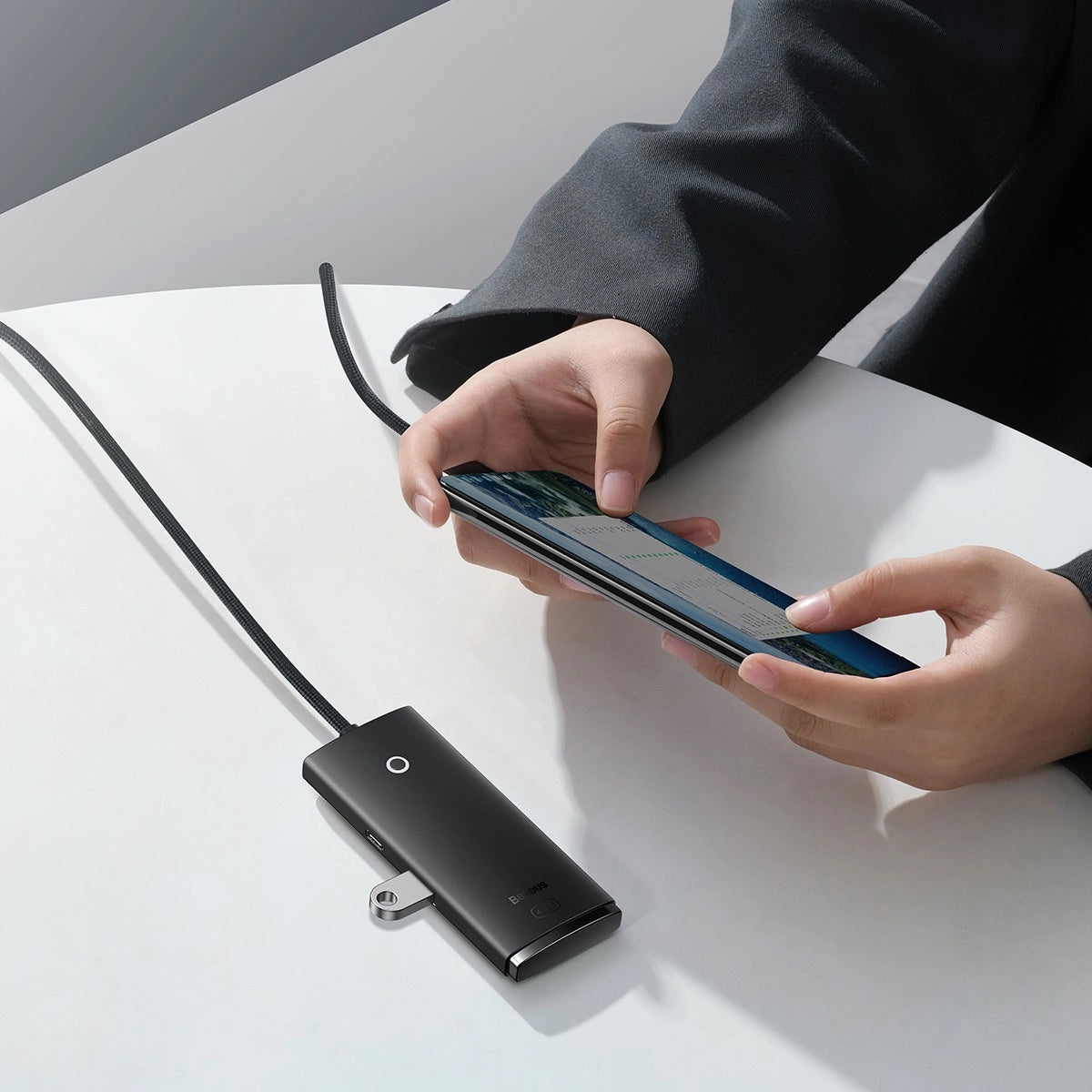 USB-C Hub Baseus Lite, 4 x USB-A 3.0 - 1 x USB-C, 1m, Crni WKQX030401