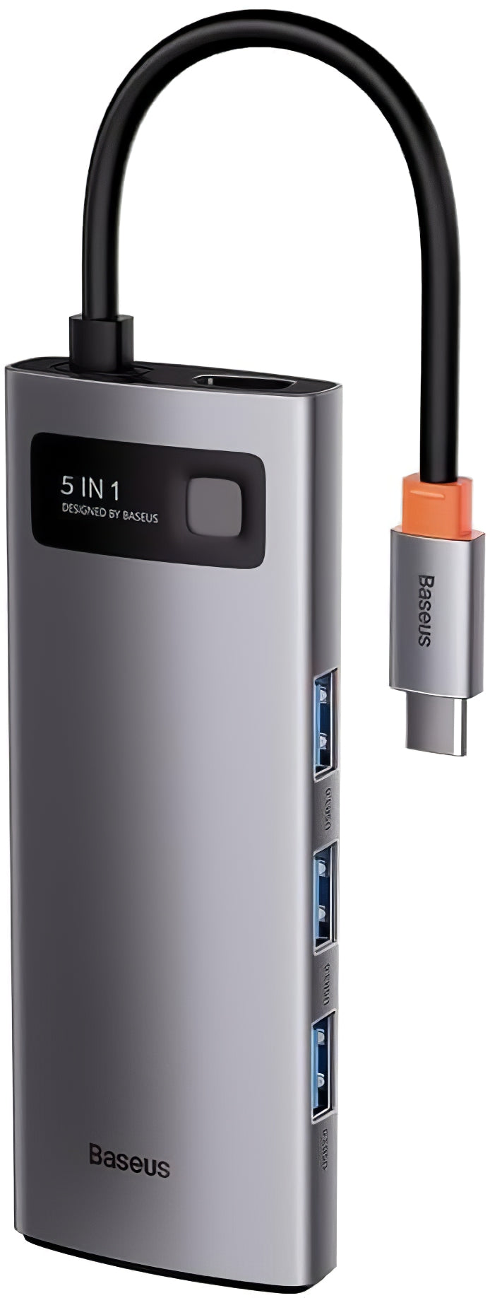 Hub USB-C Baseus Metal Gleam, 3 x USB-A - 1 x USB-C - 1 x HDMI, Sivi WKWG020013