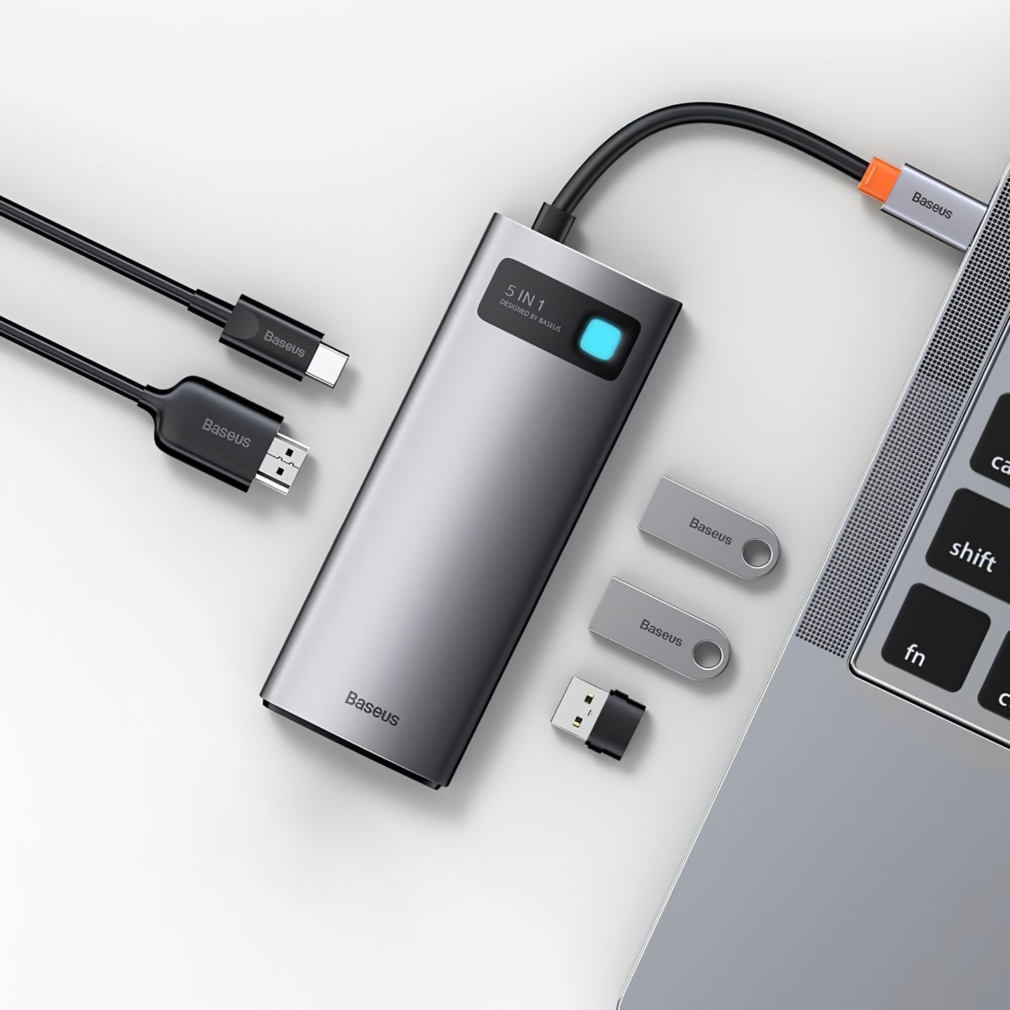 Hub USB-C Baseus Metal Gleam, 3 x USB-A - 1 x USB-C - 1 x HDMI, Sivi WKWG020013