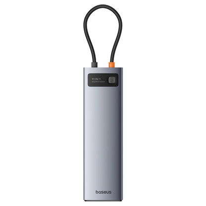 USB-C Hub Baseus Metal Gleam, 3 x USB-A 3.0 - 1 x USB-A - 1 x USB-C - 1 x HDMI - 1 x VGA - 1 x Jack 3.5mm - 1 x RJ45 - 1 x SD - 1 x microSD, Sivi