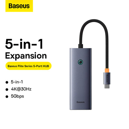 USB-C Hub Baseus UltraJoy, 4 x USB-A 3.0 - 1 x HDMI, Sivi B00052809813-00