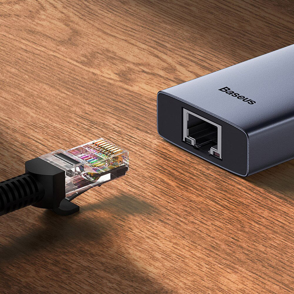 Baseus UltraJoy USB-C Hub, 3 x USB-A 3.0 - 1 x RJ45, Grey B0005280A813-00 