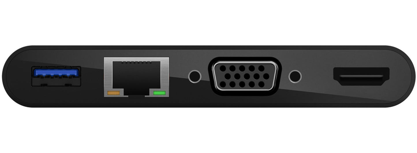 Hub USB-C Belkin Connect, 1 x USB-A 3.0 - 1 x HDMI - 1 x VGA - 1 x RJ45, Crna AVC005btBK