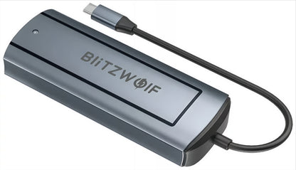 Hub USB-C BlitzWolf BW-Neo TH13, 3 x USB-A 3.0 - 1 x USB-C - 1 x Display Port - 1 x SSD Interfejs, Sivi