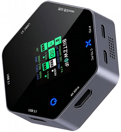 Hub USB-C BlitzWolf BW-TH16, 8u1, Siva