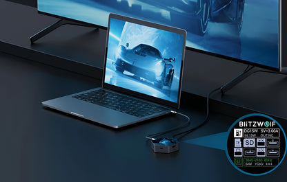 Hub USB-C BlitzWolf BW-TH16, 8u1, Siva