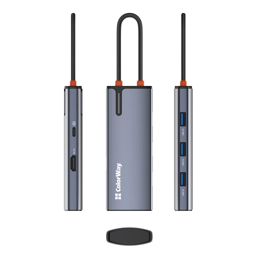 Hub USB-C ColorWay CW-HUB01, 5in1, Srebrni