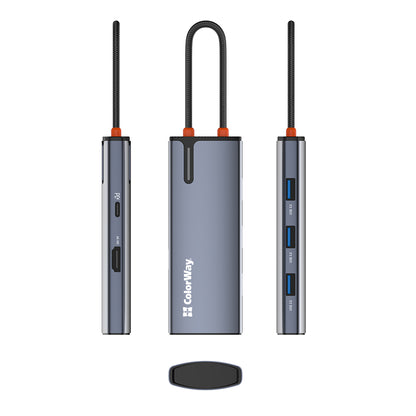 Hub USB-C ColorWay CW-HUB01, 5in1, Srebrni