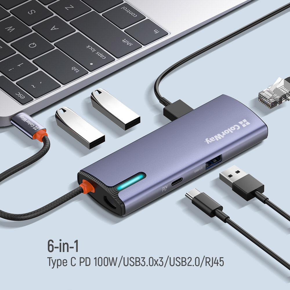 Hub USB-C ColorWay CW-HUB03, 6in1, Srebrni