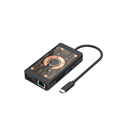 USB-C Hub sa Bežičnim Punjenjem QI Qualo QTPB5-HUB-18, 9u1, Sivi
