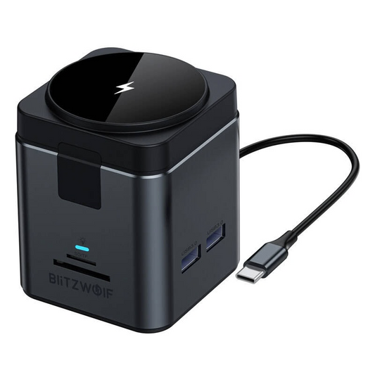 USB-C Hub sa Bežičnim Punjenjem QI BlitzWolf BW-TH17, 9u1, Crna