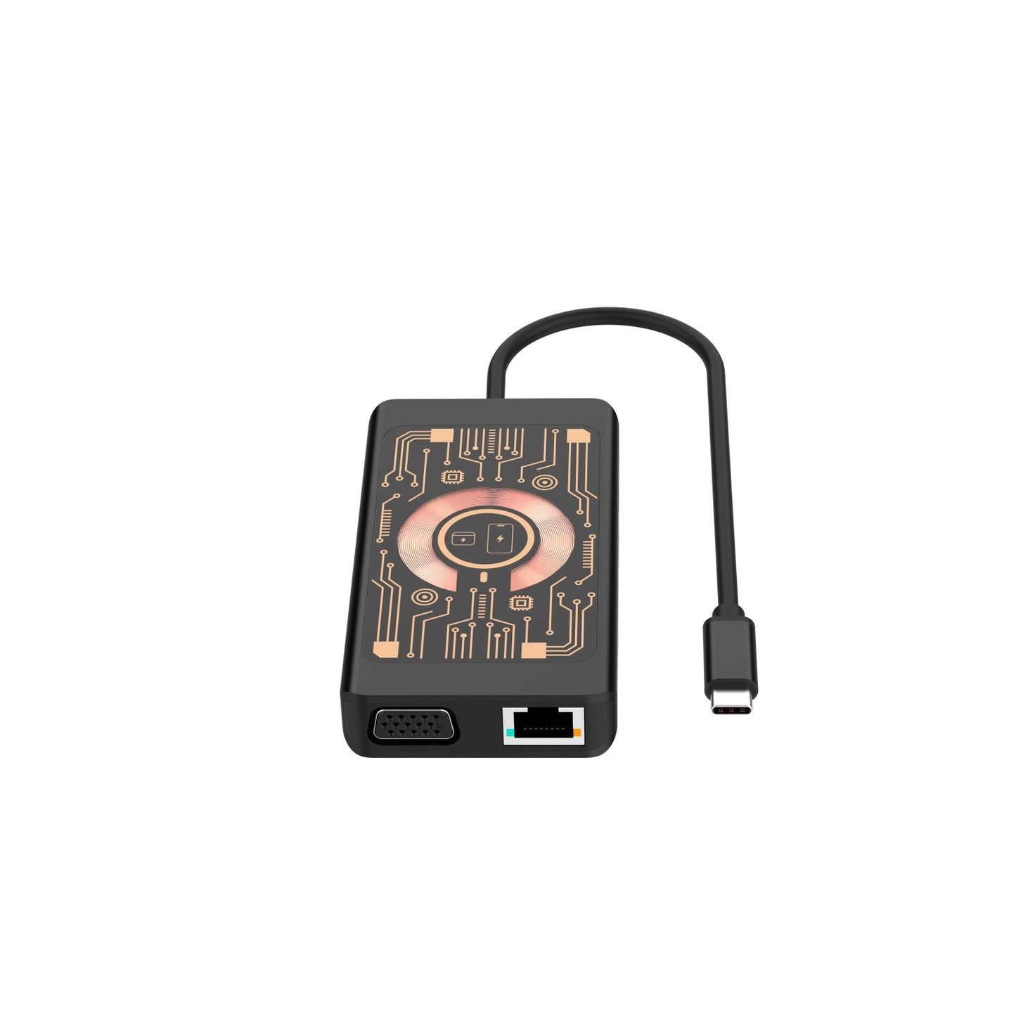 USB-C Hub sa Bežičnim Punjenjem QI Qualo QTPB5-HUB-18, 9u1, Sivi