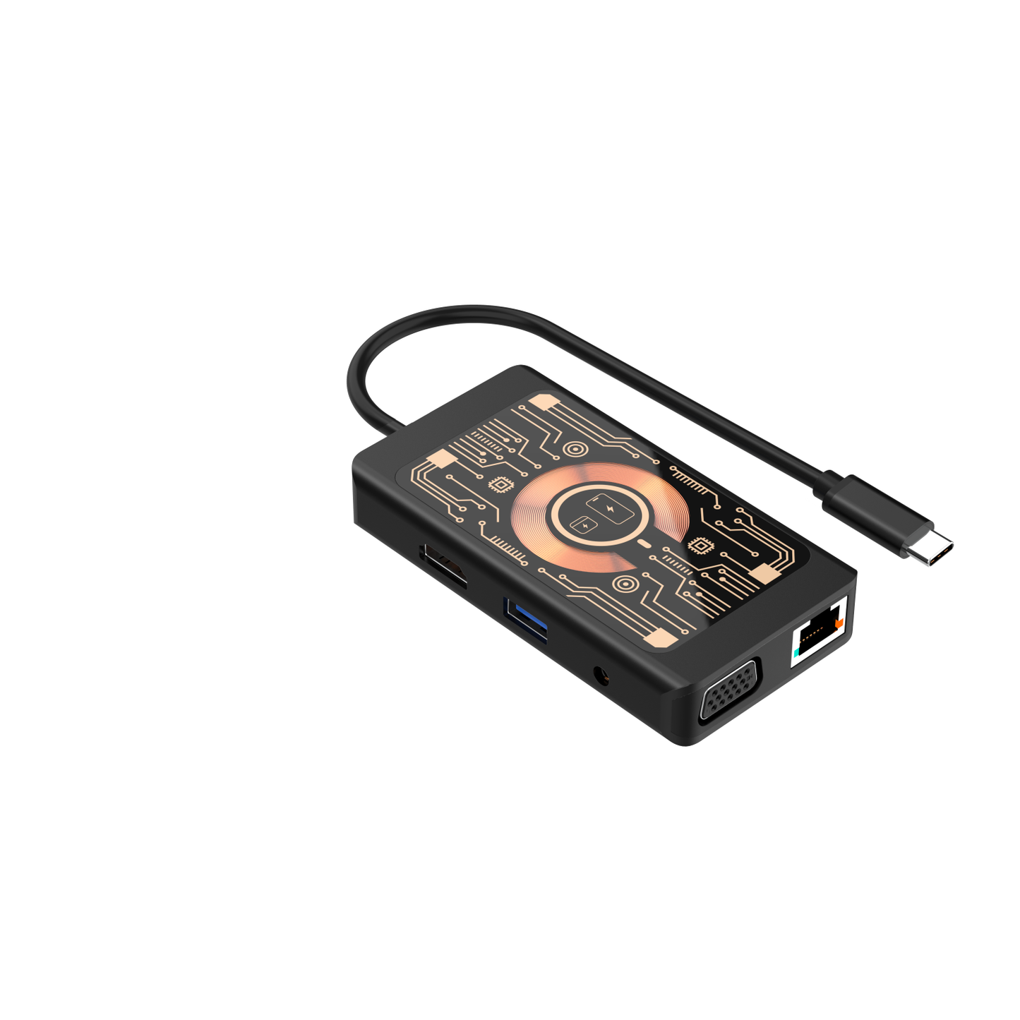 USB-C Hub sa Bežičnim Punjenjem QI Qualo QTPB5-HUB-18, 9u1, Sivi