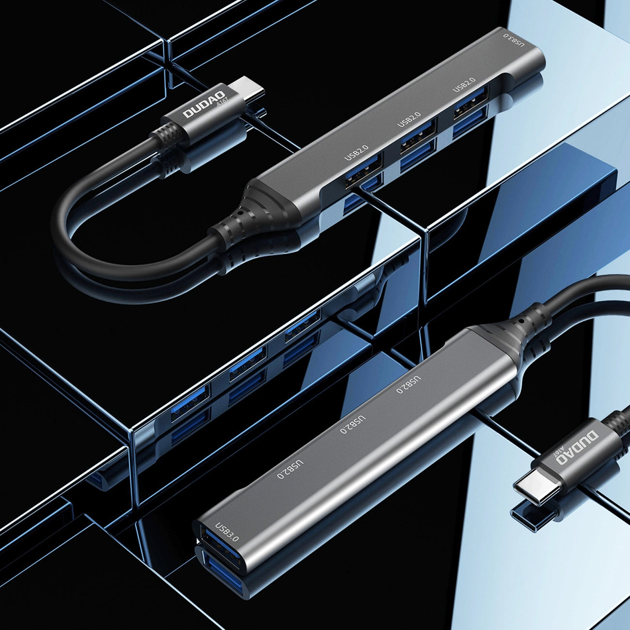 USB-C Hub Dudao A16T, 1 x USB-A 3.0 - 3 x USB-A, Crni