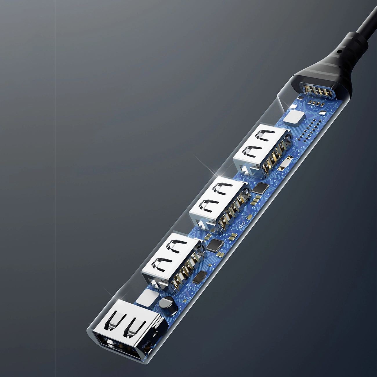 USB-C Hub Dudao A16T, 1 x USB-A 3.0 - 3 x USB-A, Crni