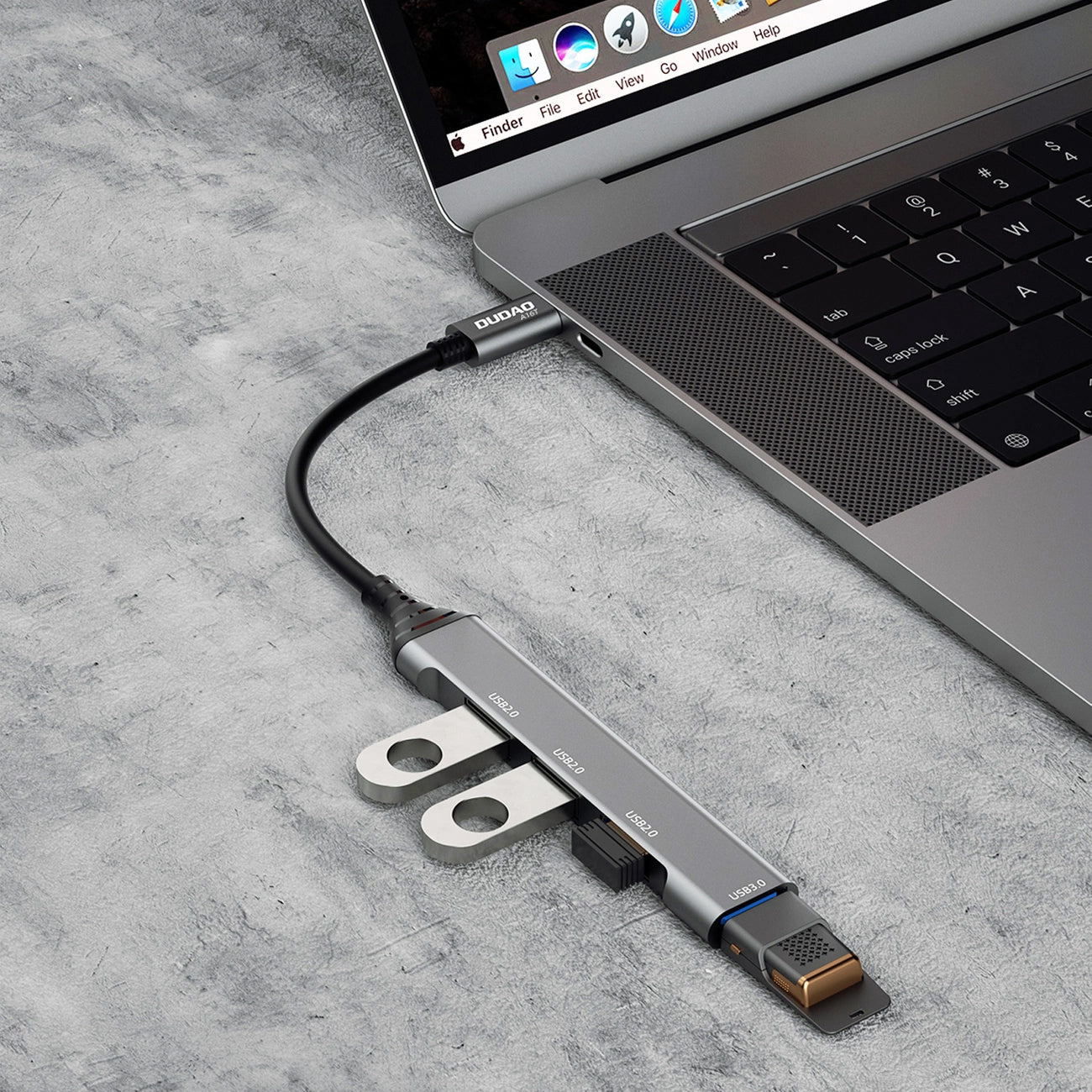 USB-C Hub Dudao A16T, 1 x USB-A 3.0 - 3 x USB-A, Crni