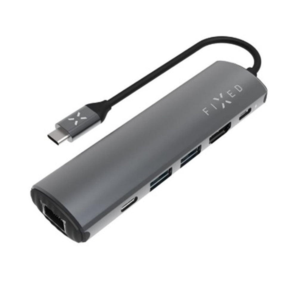 Hub USB-C Fixed Pro, 6in1, Sivi